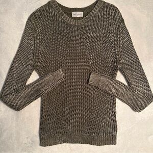 Bella Dahl Loose Stitch Heathered Army Green Long Sleeve Sweater S crew neck